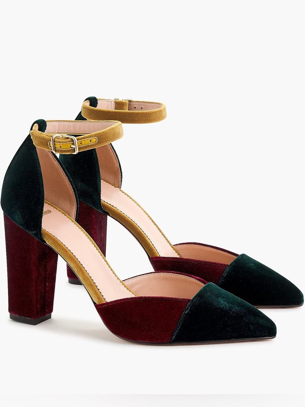 J. Crew Pointed-toe pumps in colorblock velvet sz 10